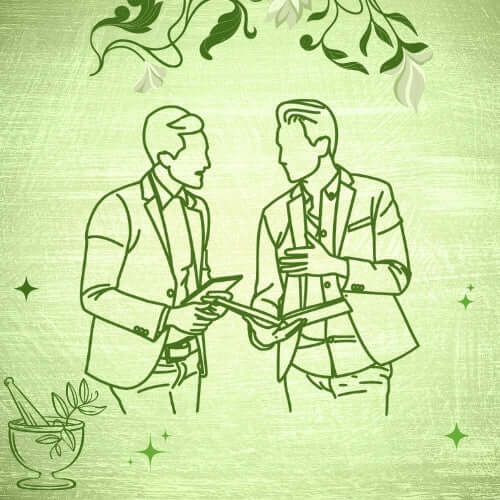 a picture of two men talking