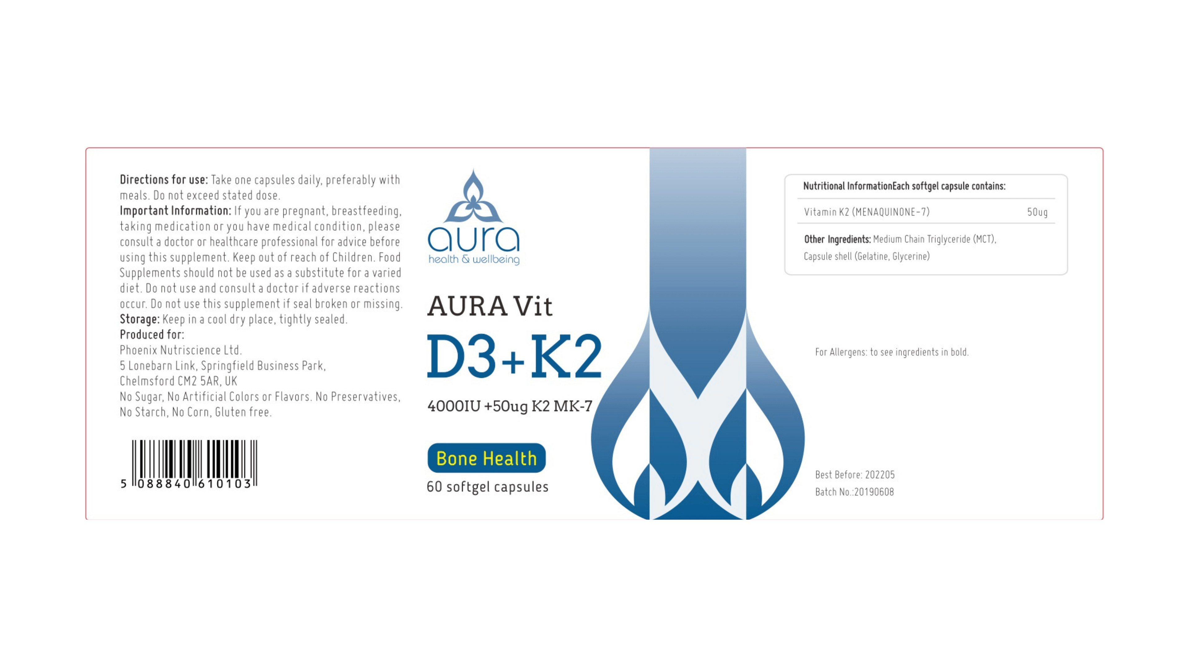 AURA Vit D3+K2 | Vitamin D3 & K2