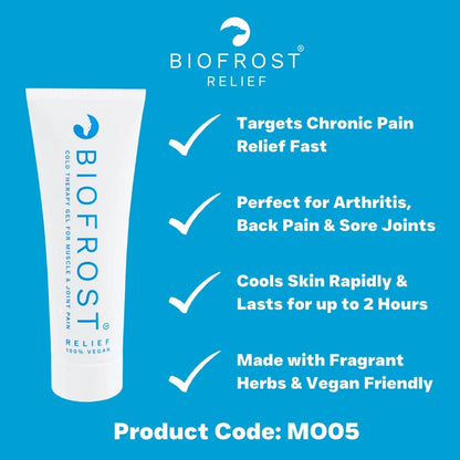 Biofrost Relief | Effective Pain Relief | Quick &amp; Long-Lasted Cool Gel | Perfect for Arthritis, Back Pain, Muscle Soreness, Muscle Pain, Joint Stiffness, Chronic Pain | Anti-inflammatory | 100ml Bottle